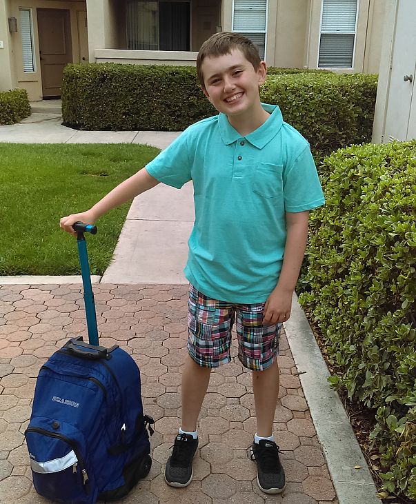 Brandon Foschetti packed and ready to go